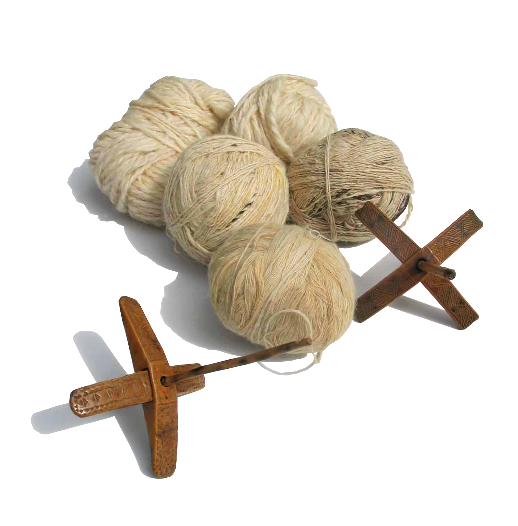 ウール玉とコマの画像